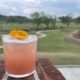 A Delicious springtime drink overlooking a golf course