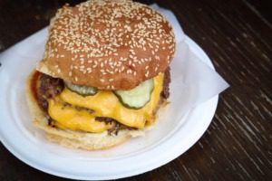 A burger from Wild Heaven Beer