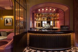 Inside of dimly lit upscale restaurant